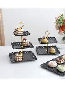 1pc/6pcs Plastic Cake Display Stand Cupcake Holder, Birthday Party Decor Gift Cake Stand - Multicolor - View 5