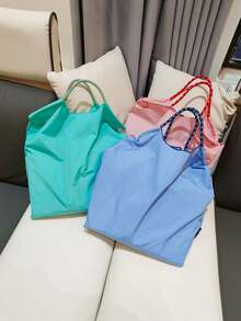 1 chiếc túi xách thời trang đa năng, túi tote nylon nhẹ tối giản dành cho người đi làm, túi mua sắm có thể gấp gọn. - Nhiều màu - Xem 5