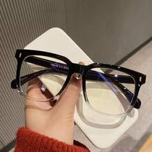 Retro Black-Rimmed Frosted Large-Frame Glasses With Blue Light Blocking And Non-Prescription Lenses - B - 查看 2