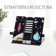 Soporte portátil libro de metal,Soporte de libros de metal para escritorio, ajustable, soporte de documentos plegables, para libros de texto de libros de cocina de receta deúsica (Negro) - Negro - Ver 6