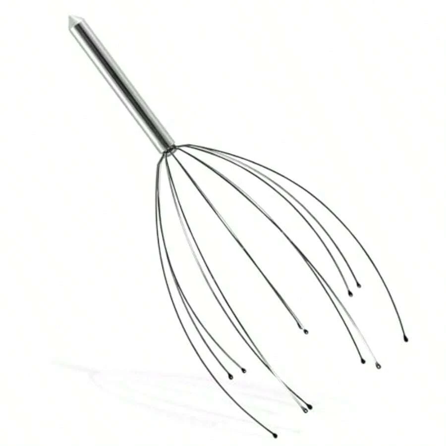 Yabely Araña masajeadora para cabeza portátil anti estrés Masajeador de cabeza Relajante Cuero Cabelludo 12 ejes flexibles plata - Pago - Ver 1