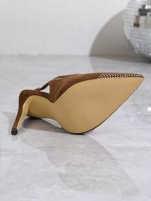 Women's Rhinestone Strap Elegant High Heel Pumps, 2025 New Fashion - Brown - View 6