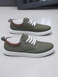 Men's Fashion Casual Sporty Canvas Sneakers - Army Green - View 3