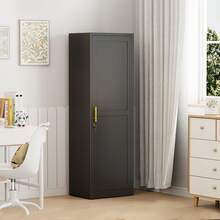 67 Inch High Metal Storage Cabinet With Lock Snack Storage Cabinet, Suitable For Tool Filing Cabinets In Bedrooms, Gyms, Home Offices, Entrances, And Corridors - 黑色 - 查看 1