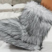 Women's Gradient Y2K Faux Fur Patchwork Snow Boots, Suitable For Outdoor, Indoor, Party, Holiday, Winter