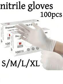 50/100pcs White Powder-Free Nitrile Gloves, High-Quality Disposable White Gloves For Home And Kitchen Cleaning, Housework, Painting, Outdoor Travel, And Use With Household Tools - White - View 10