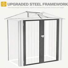 6x4ft Metal Outdoor Storage Shed, Waterproof Tool Shed Heavy-Duty Storage Unit With Lockable Door And Vents, Ideal For Bicycles, Tools, Lawnmowers, Backyards, Patios, Lawns - White,Equipment Garage, Backyard Workshop - 白色 - 查看 4
