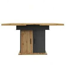 Table à Manger Télescopique 110-140*80 cm - Extensible et Pliable pour 4-6 Personnes - Design Rétro et Gain de Place - Idéale pour Cuisine, Salon, Salle à Manger et Appartement - Noir + Naturel + MDF-1 - Voir 11