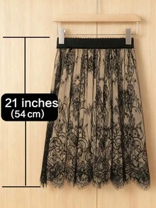 1pc Lace Skirt, Elegant White/Black Midi Skirts Lace Transparent Long Tulle Skirt, Ladies High Waist Beach Butt Cover Skirt, Elastic And Adjustable Waistband, Floral Skirt, Spring/Winter/Fall Clothes Skirts For Women, Layering Under Sweatshirts - Multicolor - View 21
