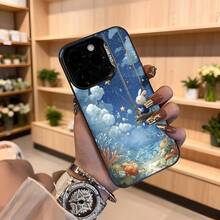 Cubierta de teléfono con diseño de conejo en columpio azul cielo nubes marina estrellas y peces para mujeres estilo dulce ideal para uso diario y regalos Aplicable a los teléfonos de la serie Apple y Galaxy - Blanco - Ver 4