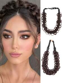 Crimp And Fluffy Braided Headband 3 Strands Synthetic Hair Braid Fashion Chunky Wide Thick Elastic Braid Headbands 14inch