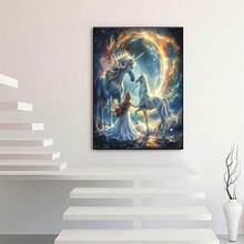 Large-Sized Round Diamond Painting Kit, 5D Diamond Art Kit Painting Kit Beginner Crafts, DIY Diamond Painting Kit Gemstone Artist Wall Decoration Gift, Little Princess And Unicorn - Multicolor - View 4