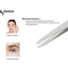 Tweezers Women Hair - Hand Filed Aligned Precision Tweezers Ingrown Hair Plucking - Non Slip Grip Slant Tweezers Men Red - Bạc - Xem 3
