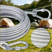 1pc Plastic Coated Galvanized Steel Wire Clothesline (Diameter 0.2/0.3cm), A Portable Multi-Purpose Steel Wire Rope. Suitable For Indoor/Outdoor Laundry, Drying Clothes And Bedding. Ideal For Camping Gear, Bathroom And Dorm.