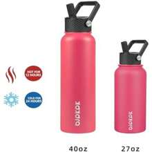 BJPKPK - Botellas de agua aisladas con tapa de popote, termo frío y caliente de 22 onzas, botella de agua de metal de acero inoxidable con 3 tapas, termo reutilizable, tazas, tazas para uso diario(1.2 Litros ROSA ROSA) - Multicolor - Ver 5