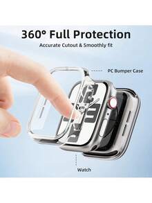 3pcs Transparent Casual Fashion PC Hollow Watch Case, Anti-Drop Protective Cover, Compatible With Apple Watch 40/41/42/44/45/46/49mm, Series Ultra/SE/10/9/8/7/6/5/4, Smart Watch Accessories - Hollowed-out Transparent *3 - View 8