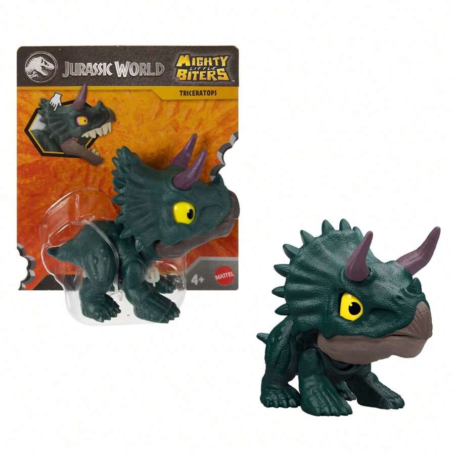 Mattel Mighty Little Biters Dinosaur Toy With Bite Action, Eye Change, Collectible Dinosaur Action Figure, Gifts 3 4 5 6 7 8 Year Old Boys And Girls, Easter Egg Stuffer, Gifts For Christmas, Birthday, Thanksgiving - Triceratops - View 1