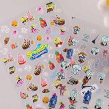 SpongeBob SquarePants 1张卡通可爱海绵宝宝和派大星3D美甲贴纸，适用于手机壳、水杯、笔记本 - 彩色 - 查看 2