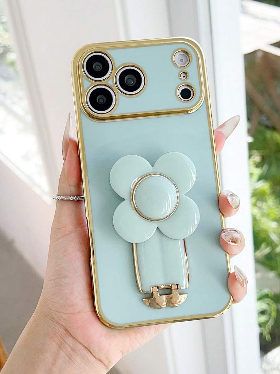 花朵旋转手机壳，兼容 17 Pro Max，电镀奢华防震保护壳，带防尘孔，厚实耐用