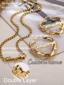 Bộ trang sức đôi dành cho nữ với mặt dây chuyền hình trái tim, làm từ tre, kiểu dáng cổ điển phóng đại, cỡ lớn, thích hợp làm quà Giáng sinh cho gia đình. - Vàng mới 5 - Xem 3