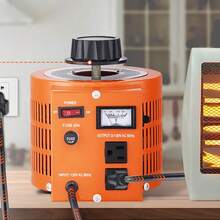 Transformador de voltaje variable automático  2000VA, 15,3 A, entrada de 110 V, salida de 0-130 V, fuente de alimentación con regulador de voltaje de CA, con 4 fusibles adicionales, interruptor de control térmico para el hogar, la industria y la oficina - Naranja - Ver 9