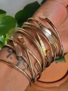 6-10-15pcs Gold Bohemian Style Metal Bracelet Set - Adjustable, Stackable, Suitable For Everyday Wear Or Special Occasions - Bộ vòng tay - Xem 8