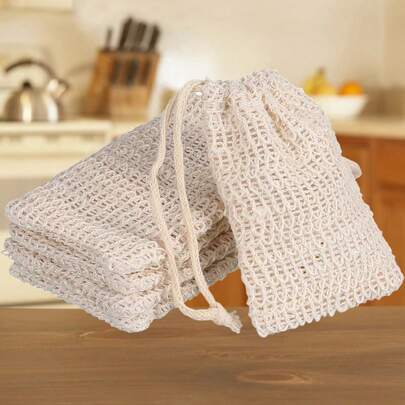 1/6/12pcs Reusable Exfoliating Soap Bags, Jute Bags For Lathering And Drying Bathing Soap Bars, Body Scrub, Back Scrub For Removing Dirt And Dead Skin, Body Cleansing Tool, Bathroom Decor, Bathroom Accessories, Suitable For All Seasons