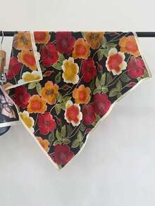 1 pieza Pañuelo/Diadema de estilo bandana con estampado floral de terciopelo para uso casual/resort para mujeres - Multicolor - Ver 1