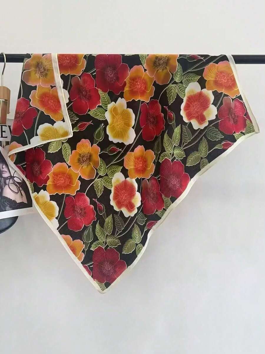1 pieza Pañuelo/Diadema de estilo bandana con estampado floral de terciopelo para uso casual/resort para mujeres - Multicolor - Ver 1
