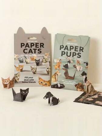 50pcs/Set Funny Animal Origami Kit, DIY Paper Cat & Animal Origami, Develop Handicraft Skills, Fold Your Own Cute Animal Shapes, Gift For Origami Lovers, Desktop Decor, Handmade Gift, Suitable For Birthday, Holiday, Party, Valentine's Day, New Year, Party Favors, Ideal Gift For Cat Lovers