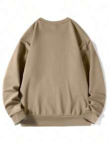 Christmas Outfit Womenchristmas Outfit WomenMen's Solid Color Pullover Sweatshirt, Casual Everyday Wear, For FallLoose And Comfortablewomen Winter Clotheswinter Clothes For Women - 咖啡棕 - 查看 2