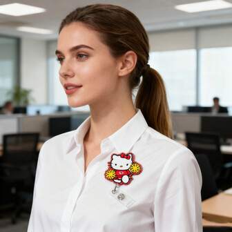 Adorable Hello Kitty Sanrio Acrylic Badge - Medical Staff ID Tag For Nurses, Doctors & Workers, Ideal Holiday Party Lucky Gift, Functional Name Tag Holder With Cute Cartoon Design