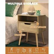 Bedside Table Drawers Side Organiser Tables Desk Nightstand Bedroom Furniture Storage Cabinets Wood - A4-wooden A4-wooden - View 4