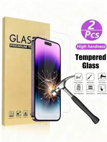 2pcs 9H Ultra-Clear Ultra-Thin Tempered Glass Screen Protector, Compatible With IPhone 14, 13, 12, 11 Pro Max, 17/17 Pro/17 Pro Max/17 Air/16 Pro Max/16 Pro/16 Plus/15 Pro/15 Plus/11/12/13/Mini/XR/SE (2020/2022 Models), Anti-Scratch, High Definition, Screen Protector - Clear - View 7