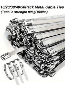 10/20/30/40/50/100条装重型不锈钢扎带 - 防锈,多用途自锁式电缆扎带,适用于机械、车辆、排气管包裹及户外使用 - 彩色 - 查看 2