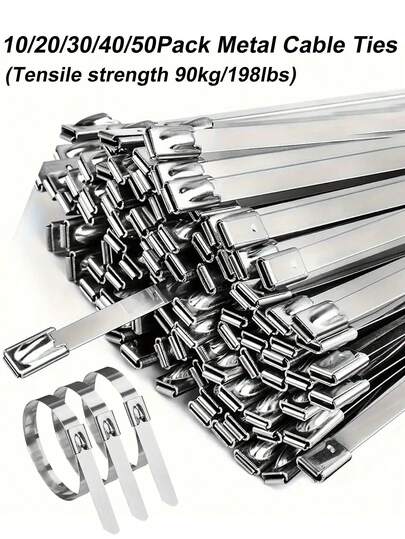 10/20/30/40/50/100条装重型不锈钢扎带 - 防锈，多用途自锁式电缆扎带，适用于机械、车辆、排气管包裹及户外使用