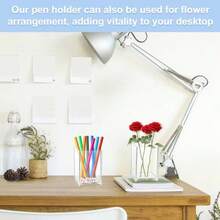 9 Pack Acrylic Pen Holder Clear Pencil Organizer For Desk Makeup Brush Storage Desktop Bookmark Holders For Classroom Home Office Stationery - Transparent - View 7