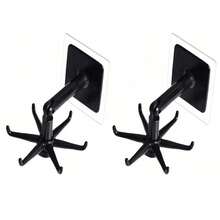 免钻可旋转挂钩多功能收纳架，适用于厨房铲刀、叉子、清洁刷、锅铲