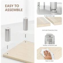 Dual Monitor Riser - Adjustable Length And Angle Wooden Stand For 2 Monitors With Storage - Oak - View 6