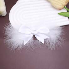 1pc/2pcs Christmas Bow Hair Clips, Fashion Cute Plush Feather Bow Ribbon Hair Accessories For Women, Party/Holiday Costume, Suitable As Christmas Gifts For Family And Friends, Claw Clips, Hair Slide, Hair Barrettes, Winter