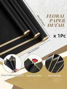 MEHELANY 20pcs Waterproof Flower Wrapping Paper, Floral Shop Supplies, Suitable For Weddings, Birthday Gifts, Mother's Day, Anniversaries, Graduations, DIY Crafts, Daily Flower Packaging - Black - View 7