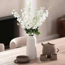 Flores artificiales de delfinio blanco, 8 piezas de tallo largo de seda, flores de Larkspur de 33,5 '', tallos de delfinio falso para jarrón alto, Decoración de mesa de boda para el hogar (blanco) - Coral - Ver 10