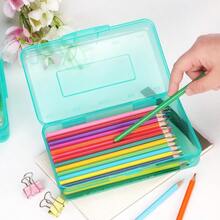 Plastic Pencil Box Large Capacity Pencil Box Clear Box With Snap-Tight LidLarge Capacity Hard Pencil Case With Snap-Tight Lid Plastic Pencil Box Large Capacity Pencil Case With Snap Tight Lid Green - LightGreen - View 6