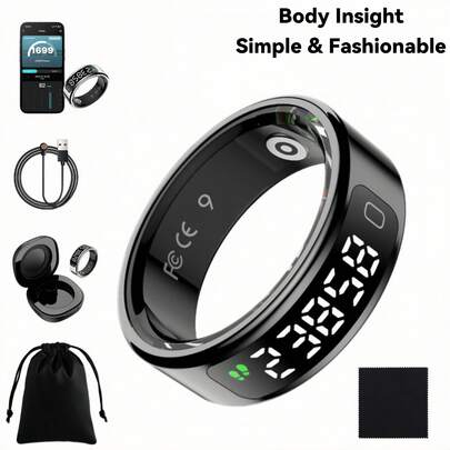 NEXUS Smart Ring Health Tracker For Men/Women, Fitness Ring Sleep Tracker With LED Display Screen, Fast Charging, Health And Sleep Monitoring, Motion Tracking, Female Cycle, Waterproof,Ideal For Sleep/Travel/ Outdoor,Birthday/ Anniversary /Couple Gift,Free Shipping