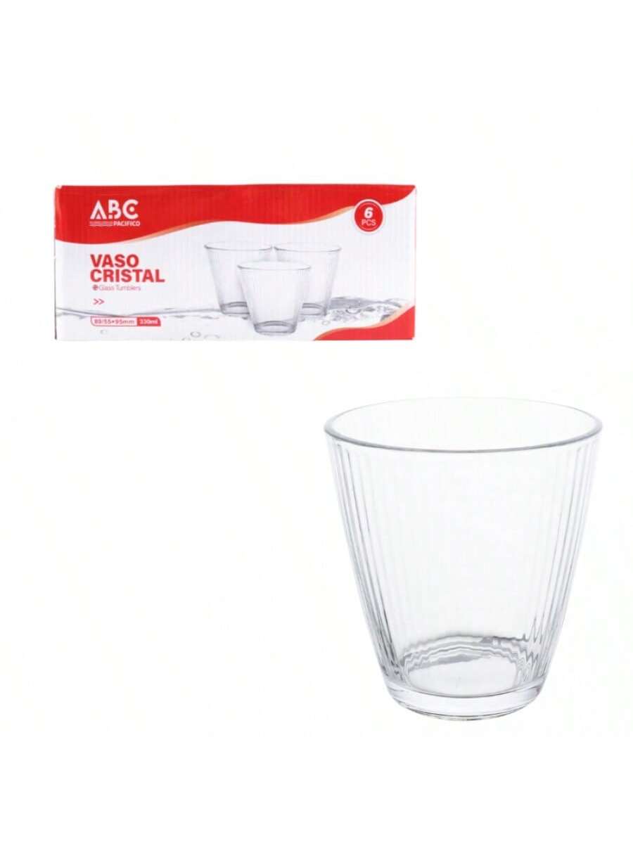 Vasos de vidrio de 330 ml, 6 unidades