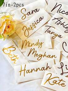 1pc Personalized Custom Name Tag Stickers, Name Decal, Custom Decal Stickers, Name Stickers, Date Stickers, DIY Gifts, Handmade, Handwriting, Wedding Stickers, Gift Stickers. Customizable Holographic Name Stickers For Water Bottles, Lunch Boxes, Personal Items ,Glass, Cups, Rolls, Balloons, Calligraphy Stickers, Gift Box Decorations,