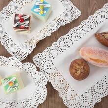 100pcs White Paper Lace Doilies, Disposable Paper Placemats, Decorative Disposable Placemats, Bulk, Suitable For Desserts, Fried Foods, Wedding Tableware Decor, Cake Packaging - Round/Oval/Rectangular/Heart Shaped - White - View 5