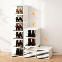 1pc 6-Tier Shoe Rack Organizer,Vertical Narrow Space Saving Storage Free Standing Corner Shelf For Closet Entryway Bedroom Garage - White - View 2