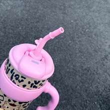 1个1100毫升豹纹保温杯，不锈钢真空保温旅行杯，带茶漏、手柄和吸管，大容量 - 彩色 - 查看 6