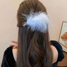 1pc/2pcs Christmas Bow Hair Clips, Fashion Cute Plush Feather Bow Ribbon Hair Accessories For Women, Party/Holiday Costume, Suitable As Christmas Gifts For Family And Friends, Claw Clips, Hair Slide, Hair Barrettes, Winter